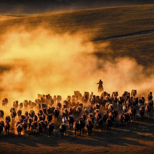 MUSE Photography Awards Platinum Winner - Horses running at sunset by Shirley Wung