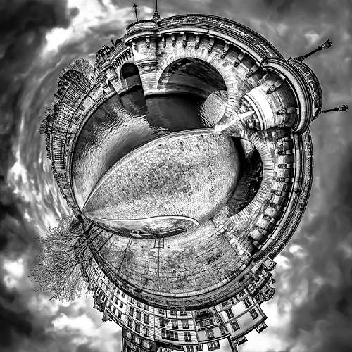 MUSE Photography Awards Gold Winner - Tiny Planet-sur-Seine B&W by Christian Kleiman