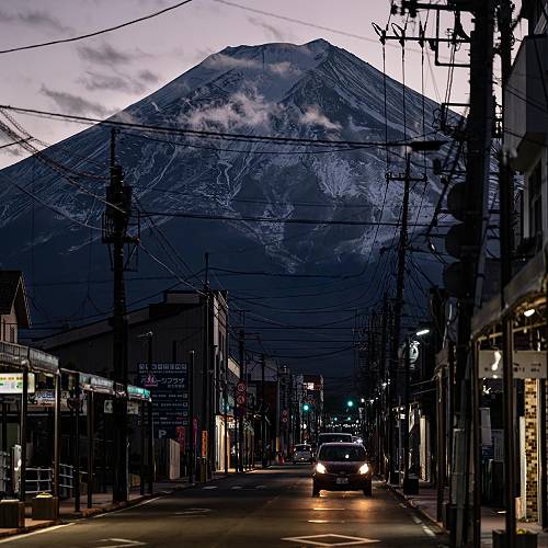 Award-winning photograph Fuji and the Street at Night by WANG FAN CHIEH, 2026 MUSE Photography Awards Gold Winner