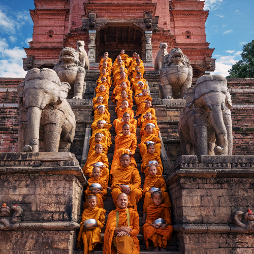 2026 MUSE Photography Winner - “Master and Novice Monks on the Steps” by Can Huang